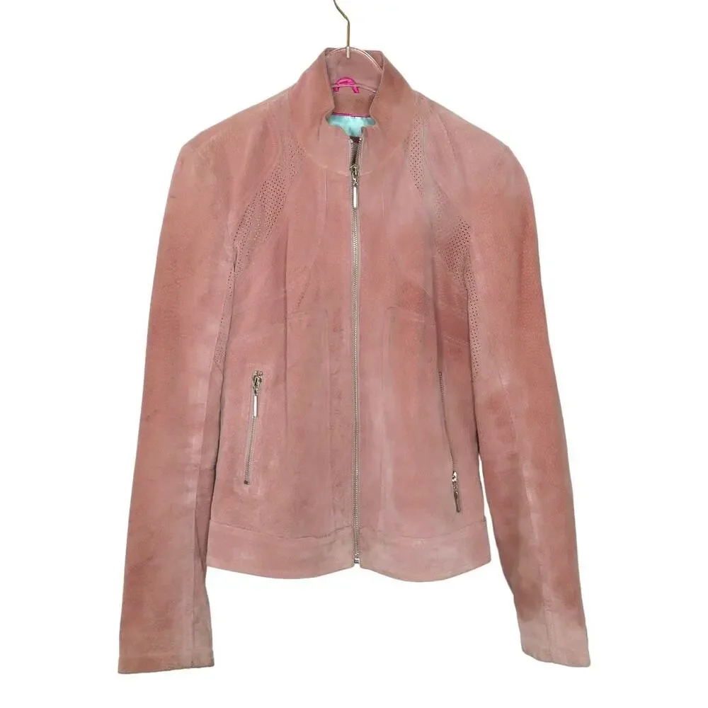 Vintage Wilson's Leather Pink Leather Jacket Pink Suede Small Glam